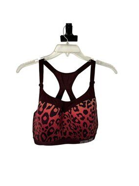Victoria's Secret Sport Sports Bra Womens 32DDD Burgundy Leopard Racerback Used
